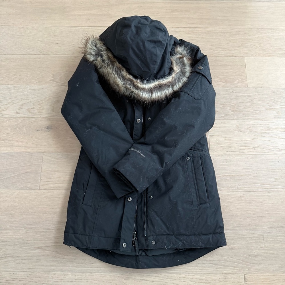 Eddie Bauer WeatherEdge Faux Fur Hood Parka – Black